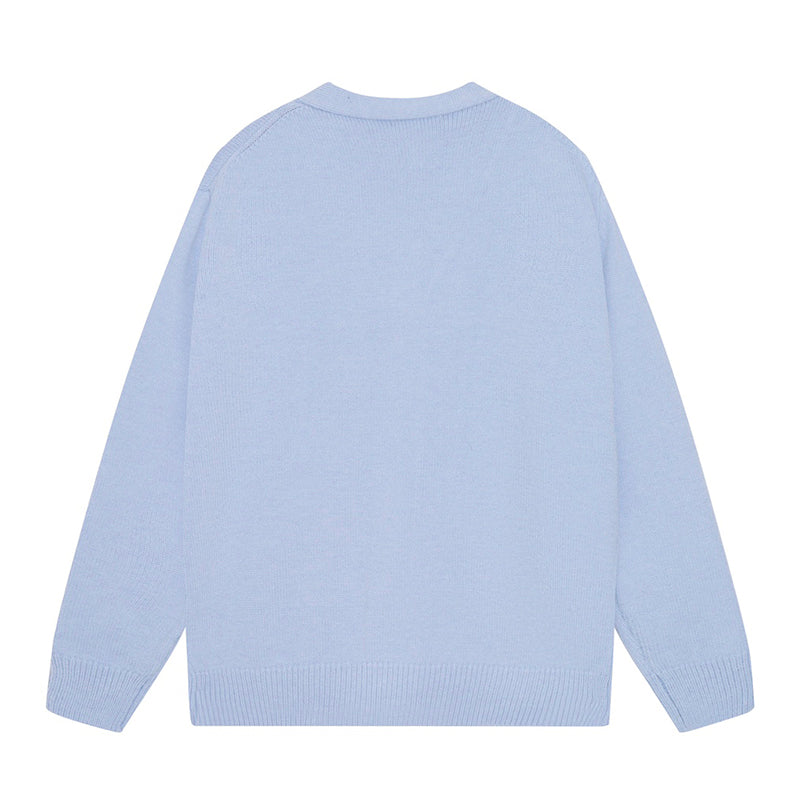 AMRI Cotton V-Neck Bones Cardigan Sweater Blue