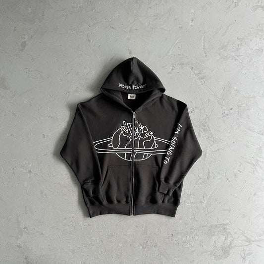 Broken P Zip Up Hoodie