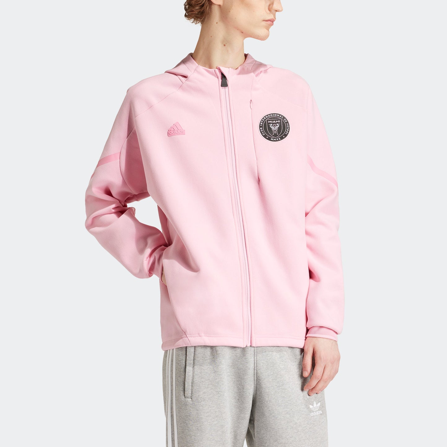 adidas Inter Miami CF Anthem Hooded Soccer Track Jacket | Light Pink | Men's
