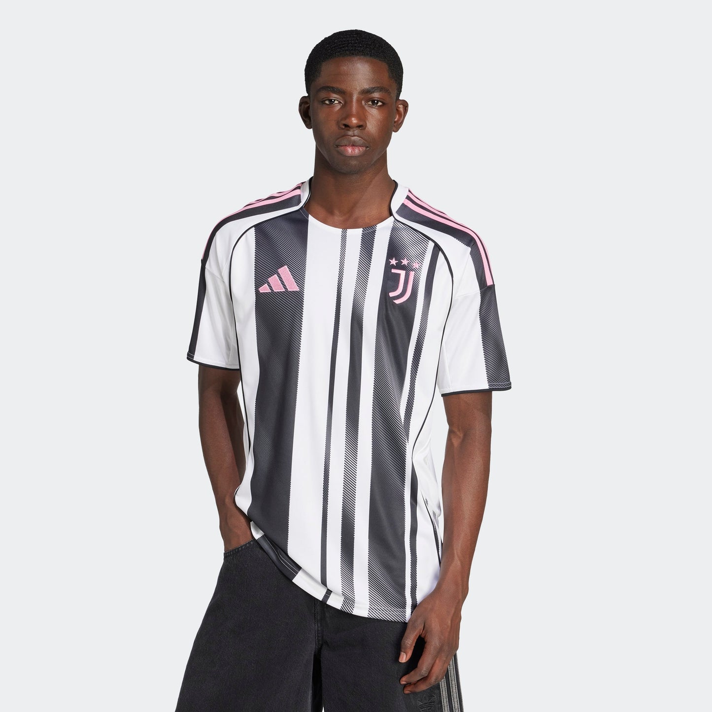 adidas JUVENTUS 25/26 HOME Soccer Jersey | White-Black-Pink | Men's