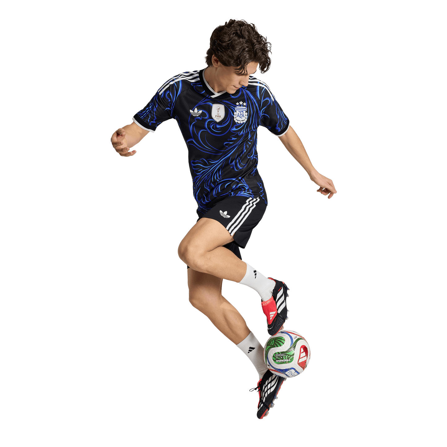 adidas Argentina 26 Away Authentic Jersey | Black / Lucid Blue / Blue Burst | Men's