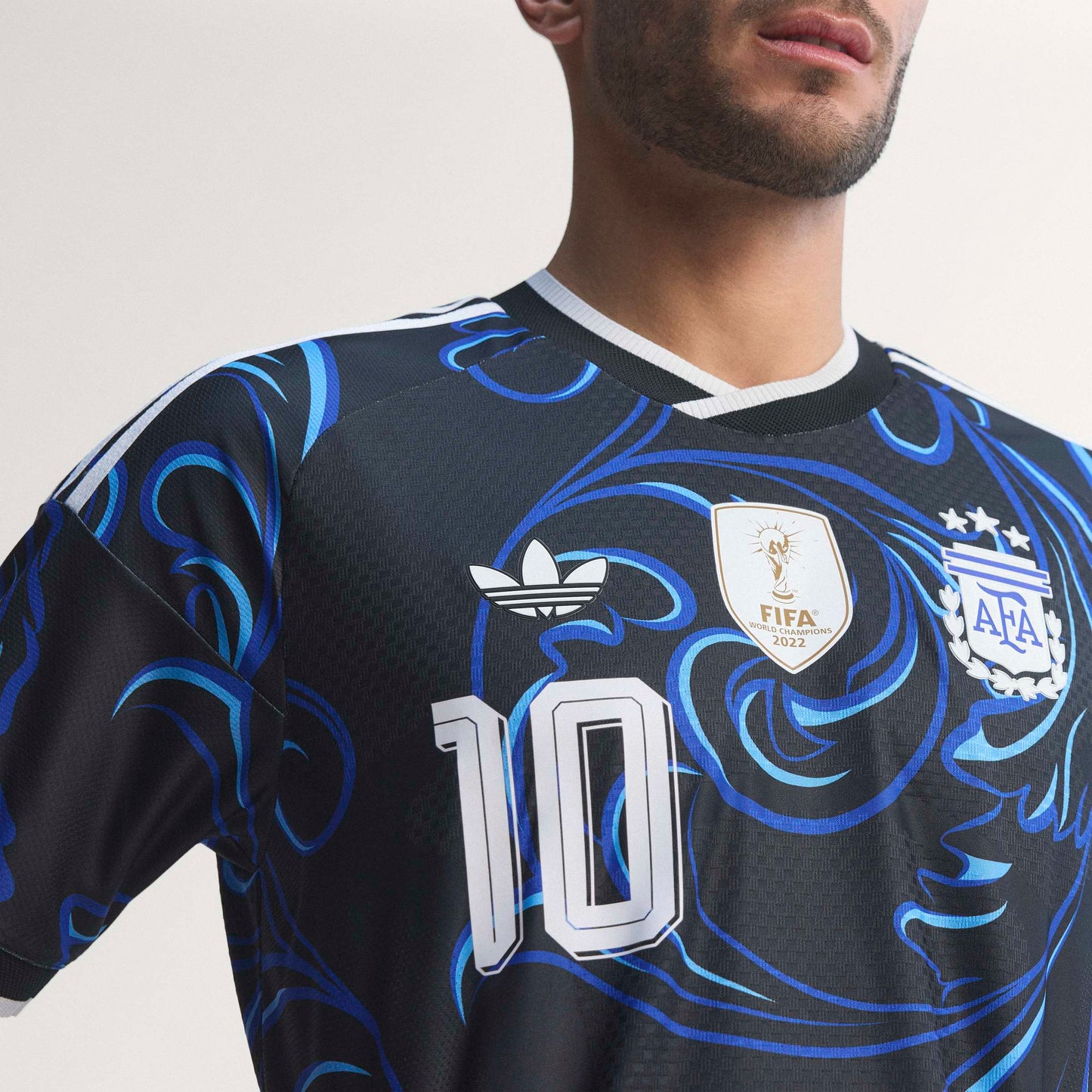 adidas Argentina 26 Away Authentic Messi Jersey | Black/Lucid Blue | Men's