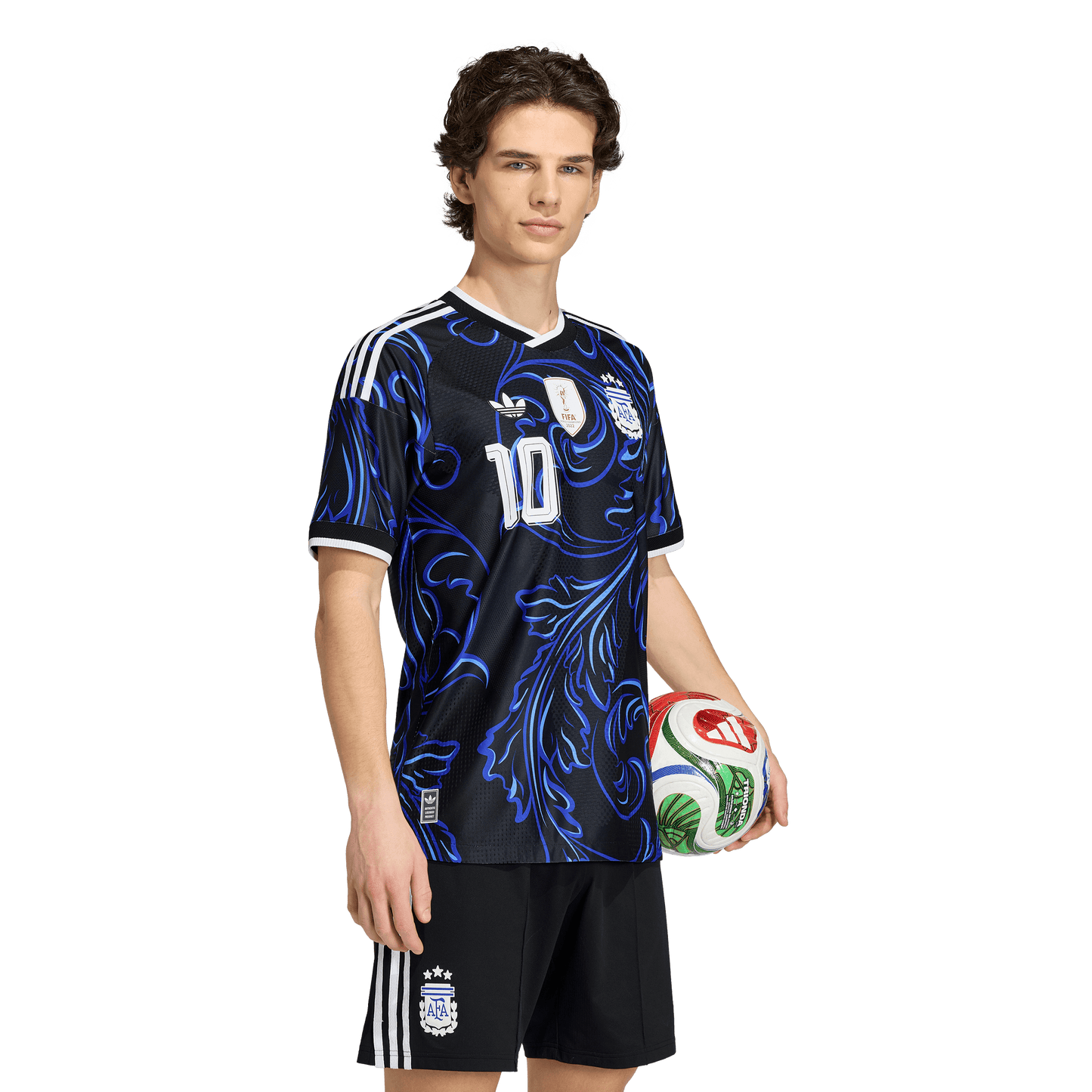 adidas Argentina 26 Away Authentic Messi Jersey | Black/Lucid Blue | Men's