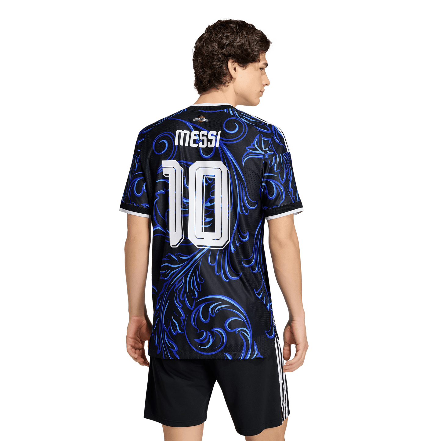 adidas Argentina 26 Away Authentic Messi Jersey | Black/Lucid Blue | Men's