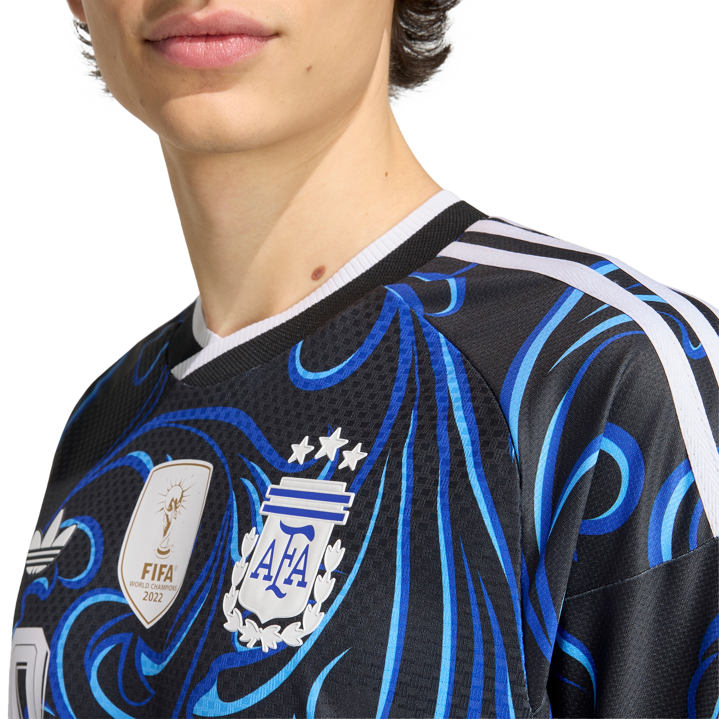 adidas Argentina 26 Away Authentic Messi Jersey | Black/Lucid Blue | Men's