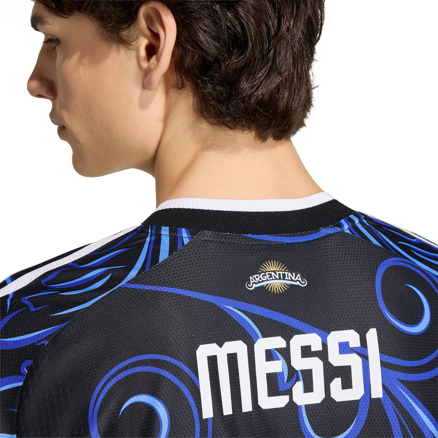 adidas Argentina 26 Away Authentic Messi Jersey | Black/Lucid Blue | Men's
