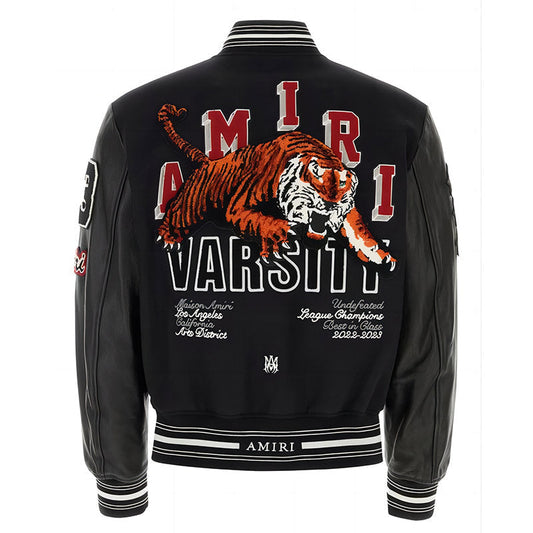 AMRI Varsity Vintage Patch Bomber Jacket
